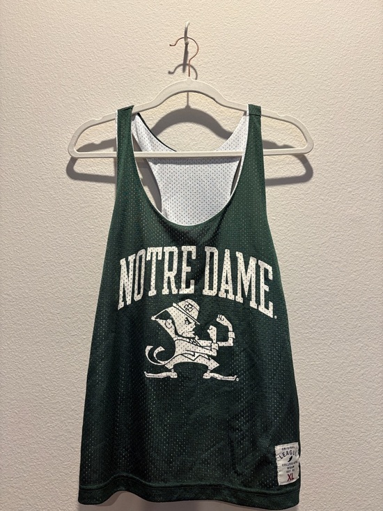League Tops - Original League Notre Dame Green and white Mesh Muscle Tee